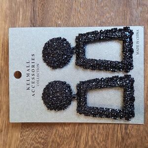 Kelmall Accessories Textured Black Geometric Statement Earrings
